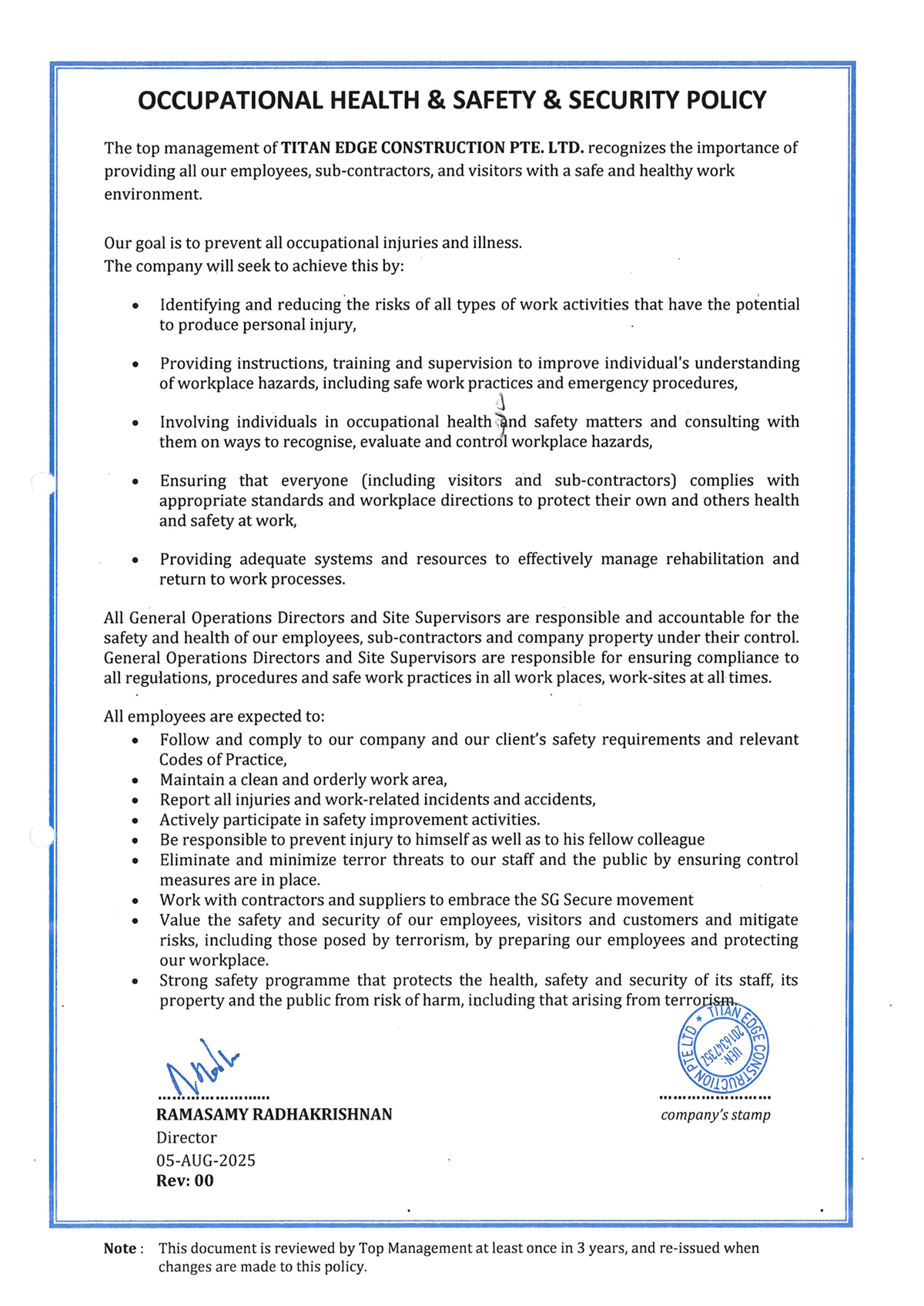 Safety & Security Policy